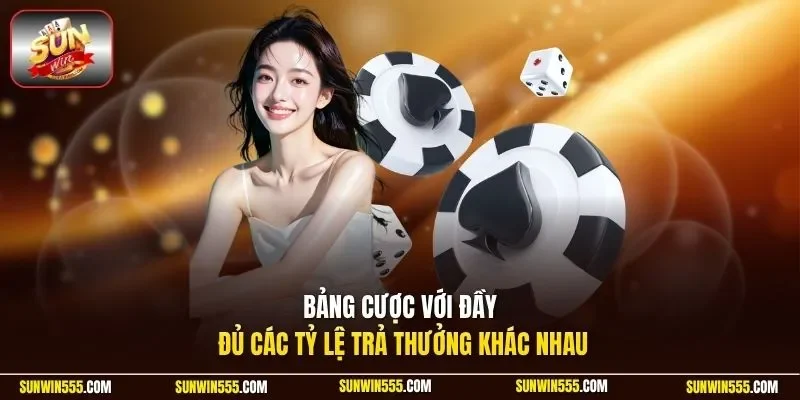 Bảng cược với đầy đủ các tỷ lệ trả thưởng khác nhau